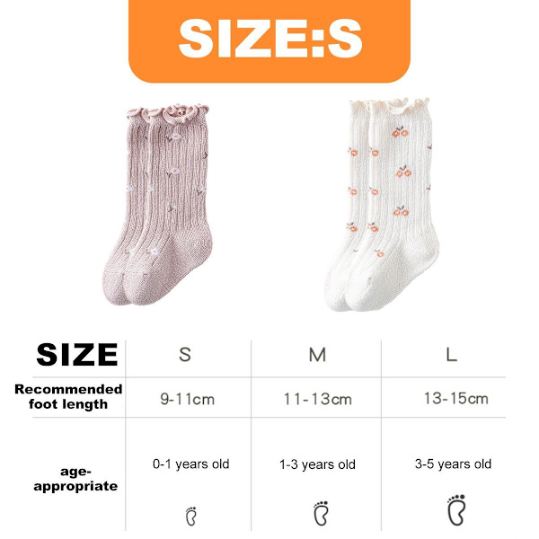Par rosa, beige höst baby mid-tube strumpor, storlek S: 9-11cm xm KLB