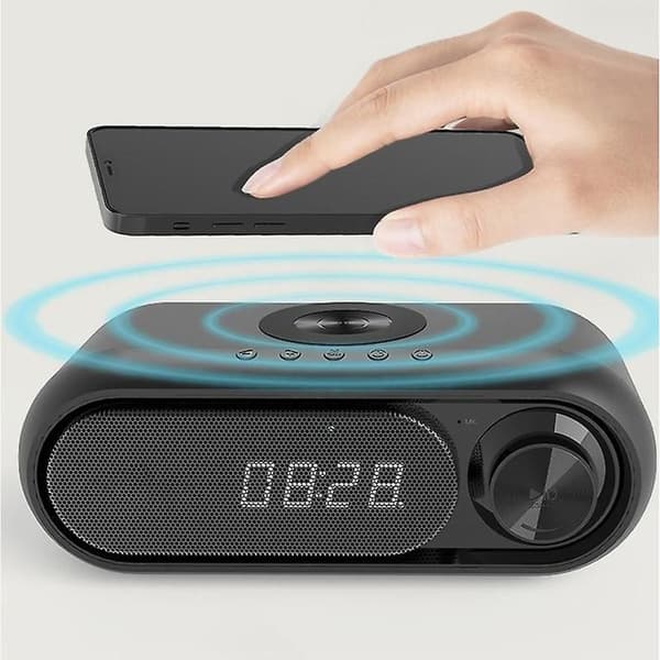 Sengbordur med USB-oplader, dæmpbart LED-display med to alarmer