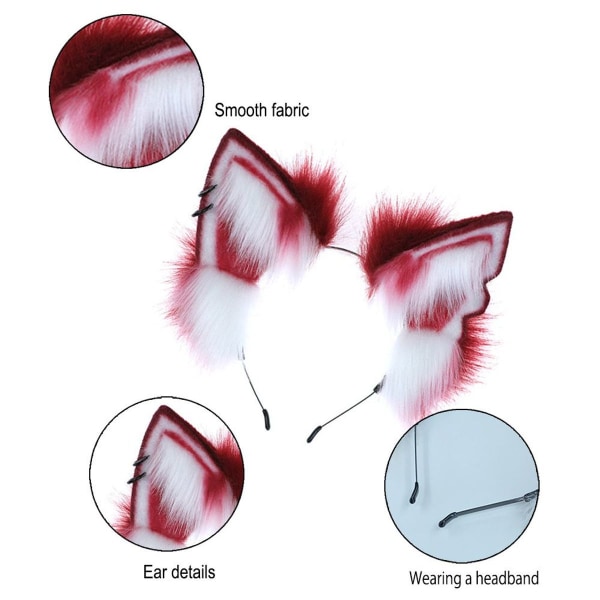 Räv Varg Katt Hund Öron Pannband Hårband Halloween Kostym Fest KLB