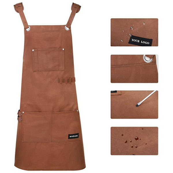 Vandresistent Denim og Canvas Forhæng med Tre Lommer, Premium Gave til Havearbejde, Grillmester, Tatovør, Tømrer eller Garage KLB