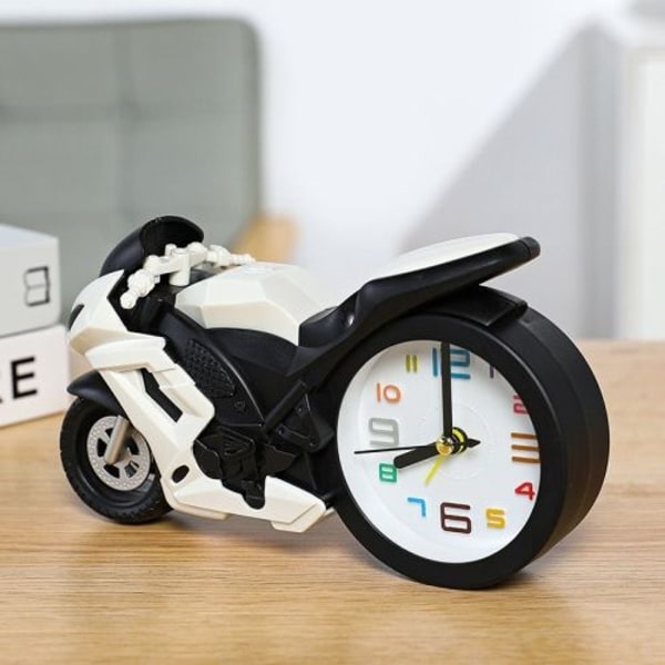 Moottoripyörän herätyskellokoriste Creative Kids -lahjakello (valkoinen kilpa-auto)
