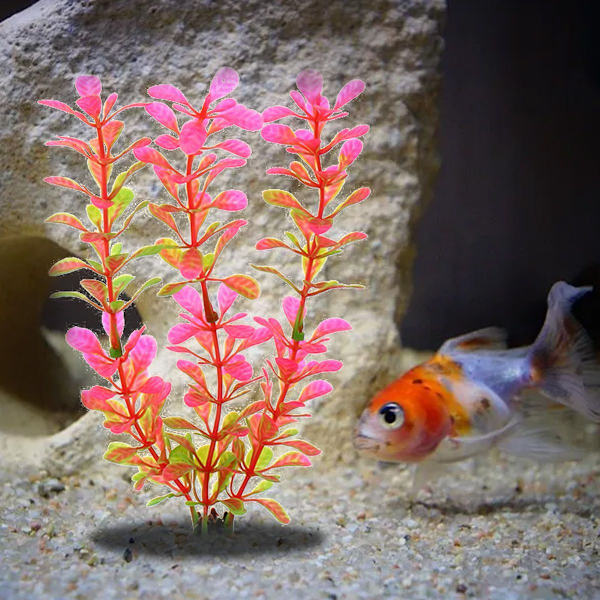 10 stk plastplanter kunstig lang plast akvarium rosa KLB