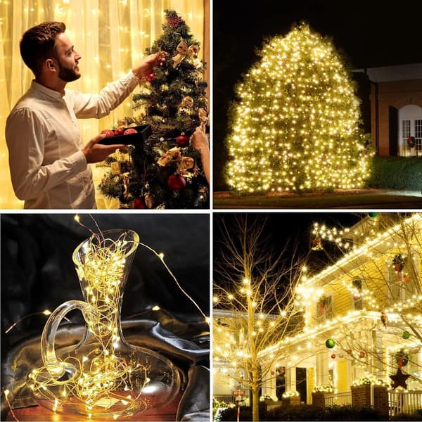 Solcellelyskjede 120 LED Varmhvit 12m Solcellelyskjede KLB