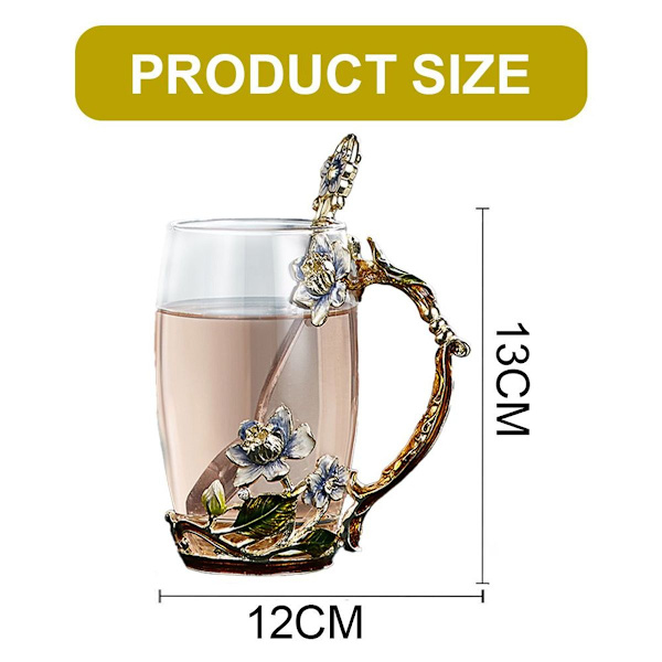Emaljert håndverk Iris glass kaffekopp tekopp gaveeske for kvinner