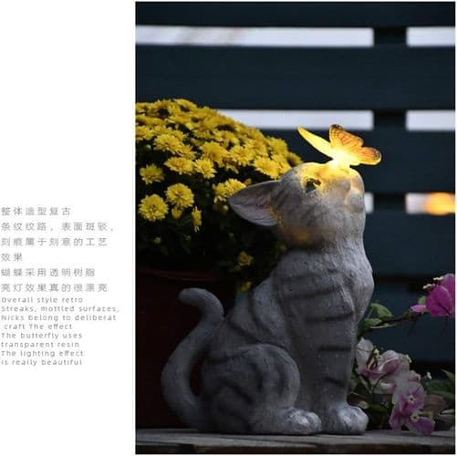 Solcellsdriven LED-belysning Katt Trädgårdsstaty Katt Skulptur Gräsmatta Dekoration