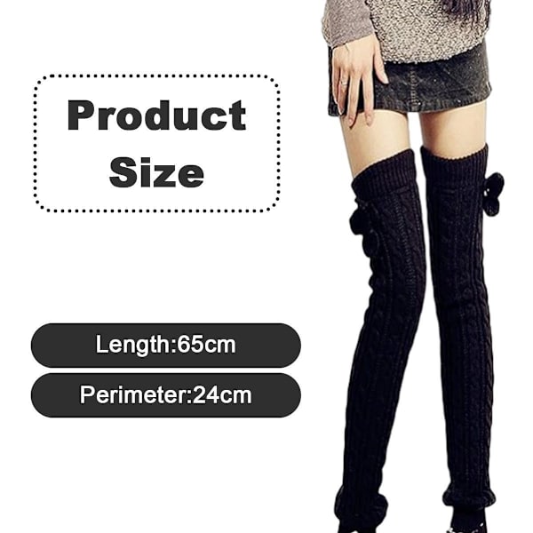 Dammode Vinter Leggings Stövlar Långa Benvärmare Stickade Virkade Sockor Svart KLB