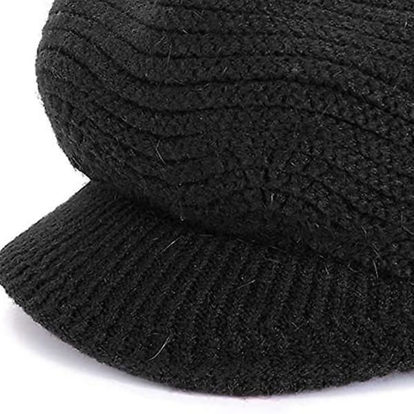 Dame Vinter Varm Slouchy Kabelstrik Hue Skull Hat med Visor KLB