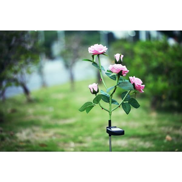 Solcelledrevne blomsterformede hagelamper til hagedekorasjon -- rosa KLB