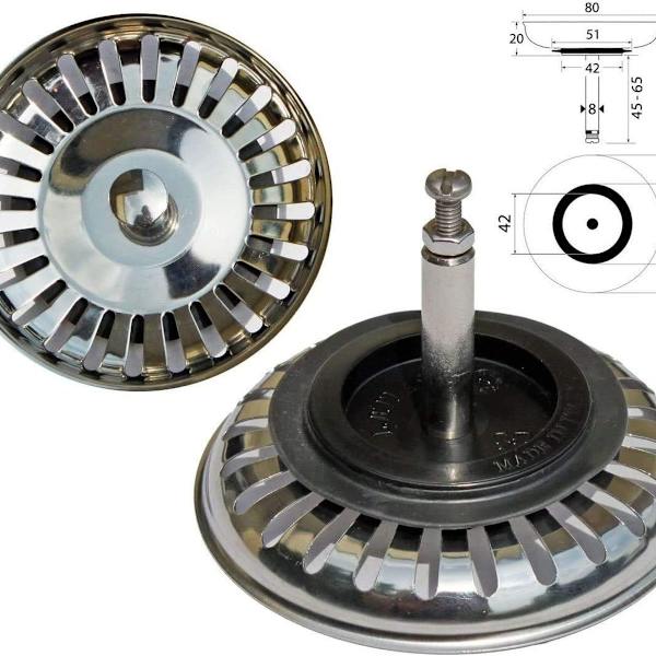 Silkurv vask 80mm rustfritt stål, med pluggfunksjon