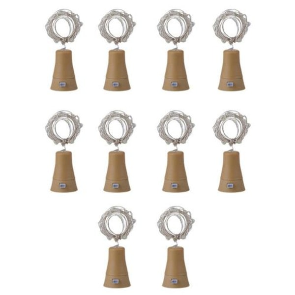 10 st) 20 LED korkljus koppartråd älvljus rosa