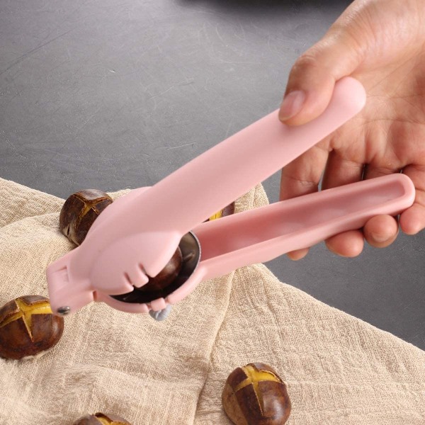 Kastanjeklipp Kastanjeklipp 17*5.5cm Rosa, Manuell Kastanjeknekker Hasselnøttopner Rustfritt Stål Kastanjeknekker, Valnøtt og Kastanjeklipp