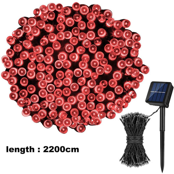 Solar fairy lights outside with remote control, solar red light KLB