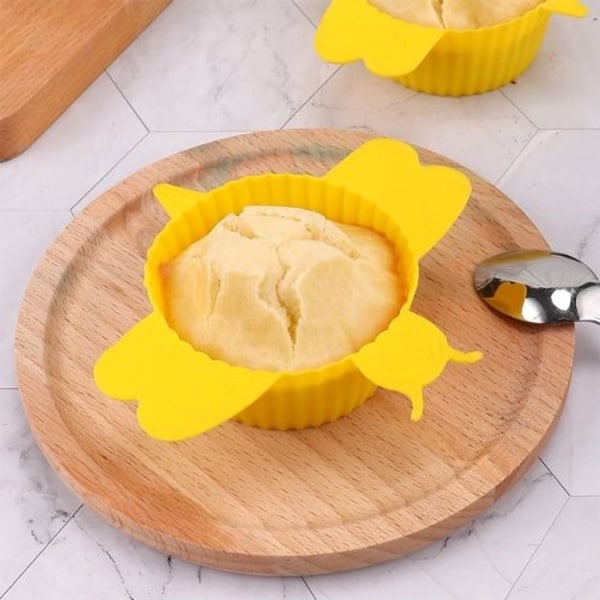 Pakke med 10 bieformet rund kakeform silikon muffinskopper baking eggterteform