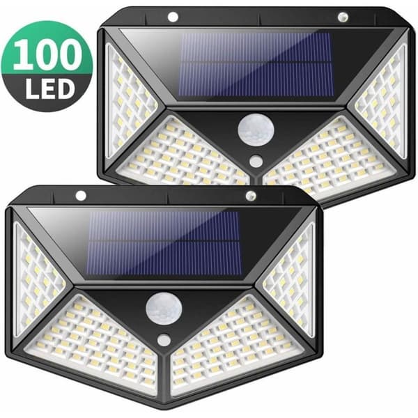 Solcellslampa för utomhusbruk, [Utökad version - 2 stycken] 100 LED solcellslampor KLB