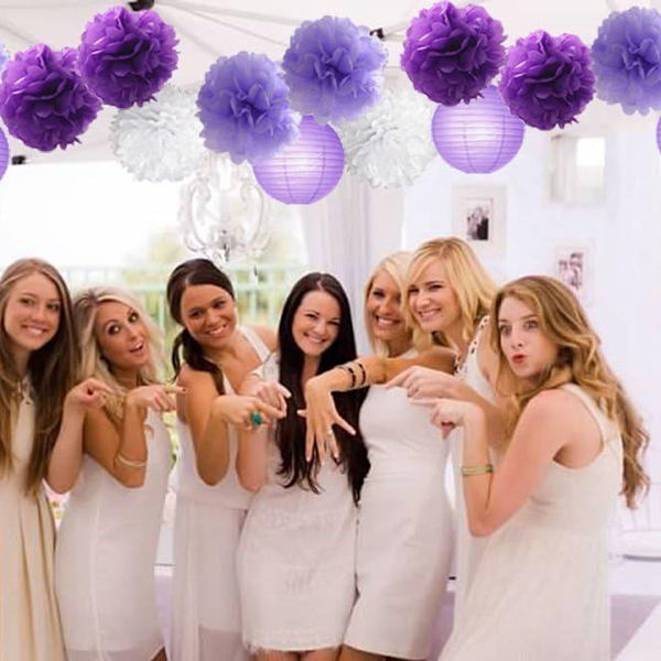 16 stk silkepapir blomsterball pom poms blandet papirlykter håndverksett for KLB