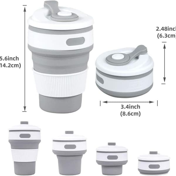 2 kpl silikonisia taittuvia kuppeja 350 ml