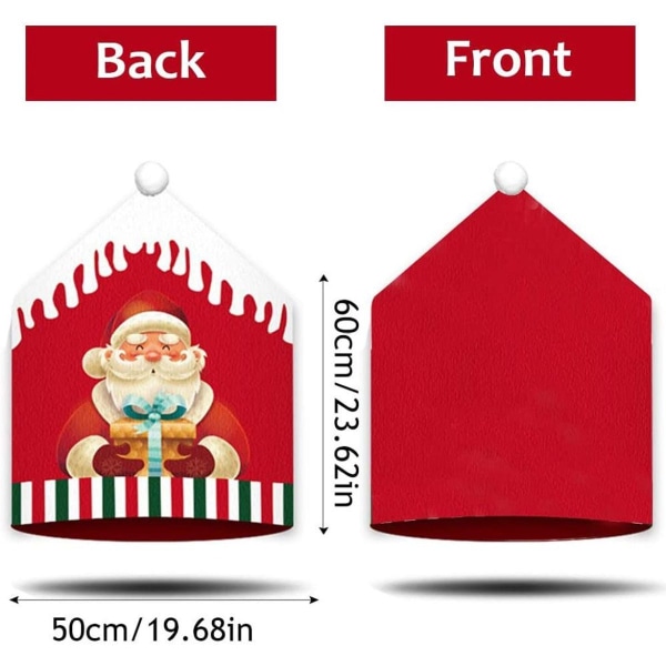 Ruucy Christmas tuolinpäälliset 4 set , Joulupukin hattu cover Santa Claus KLB