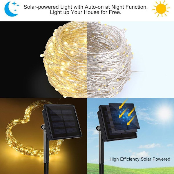 Grupper af solfe, varmt hvidt, 100 LED solstrenglamper, udendørs KLB