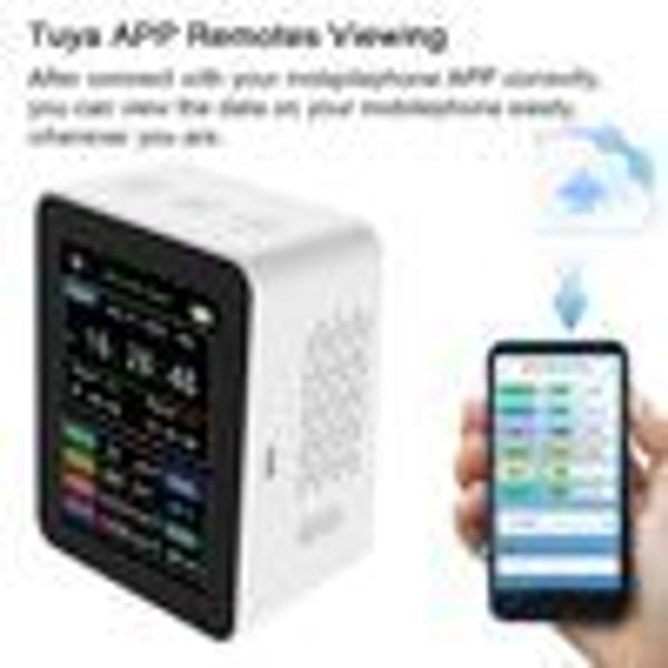 Tuya WiFi 6 i 1 CO2-mätare Koldioxiddetektor PM2.5 TVOC HCHO KLB
