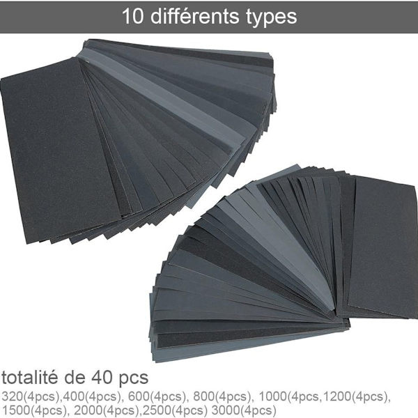 40 slippapper, 230*93mm torrt och vått sandpapper, sandpapper set KLB