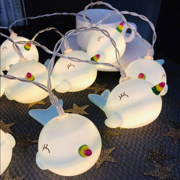 Blå plastdelfinformade ljusslingor med 10 LED-lampor KLB