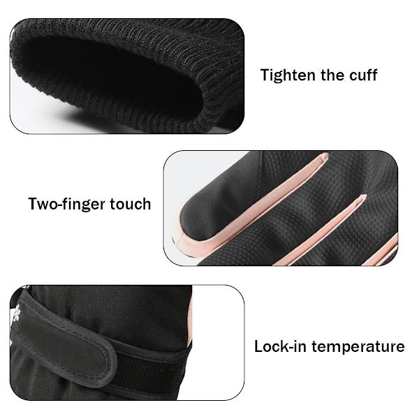 Ski Snow Gloves Vinter Kallt Väder Vindtät Varm Snowboard Spo Grå Rosa KLB
