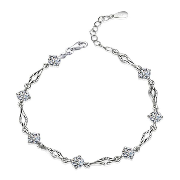Justerbar længde brillant legering diamant sølv armbånd