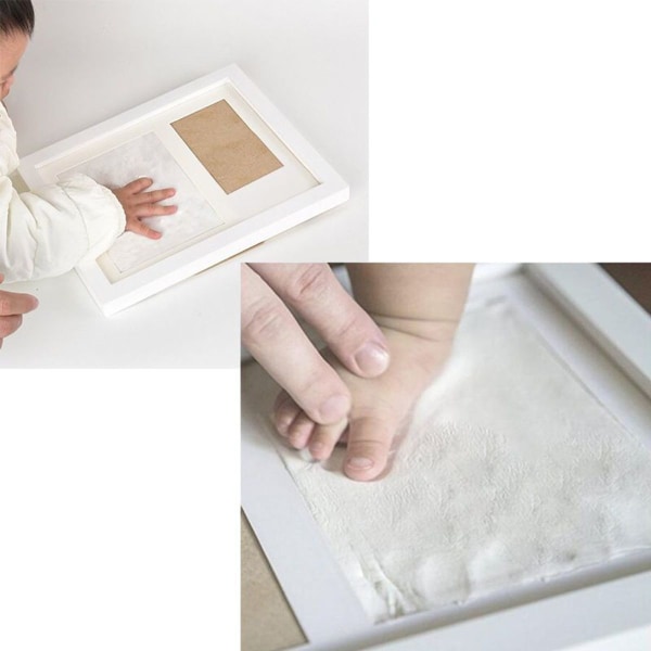 Baby billedramme med gipsafstøbning, størrelse 23x28cm, farve hvid, billedramme KLB