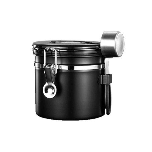 Kaffebeholder til formalet kaffe med gennemsigtigt vindue, dato sort