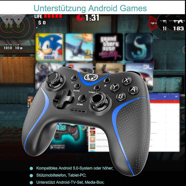 Trådløs Pro-kontroller for Nintendo Switch/ Switch Lite/ Switch OLED, Bluetooth