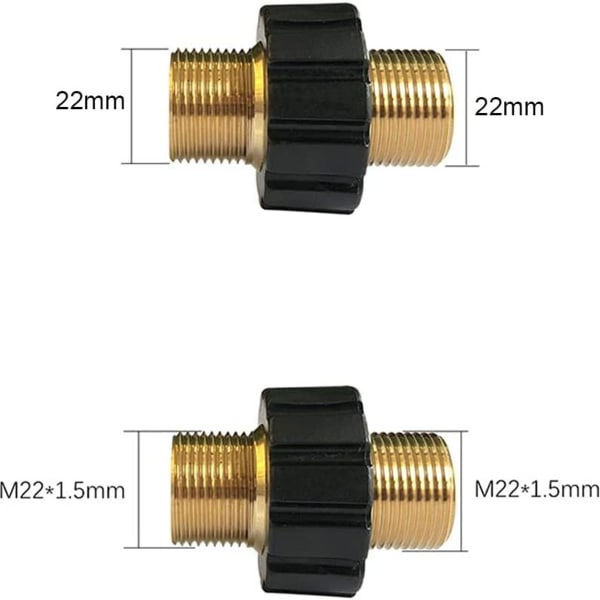 Letkun pikaliitin M22 x 1,5 kaksoispistoke painepesurin sovitin (14 mm
