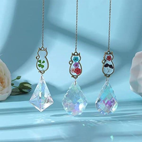 Crystal Suncatcher Flower Cats Crystal Prisms riippuva riipus