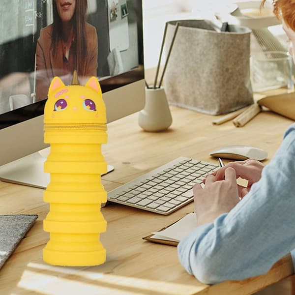Cartoon Cute Yellow Multipurpose Retractable Pencil Case KLB
