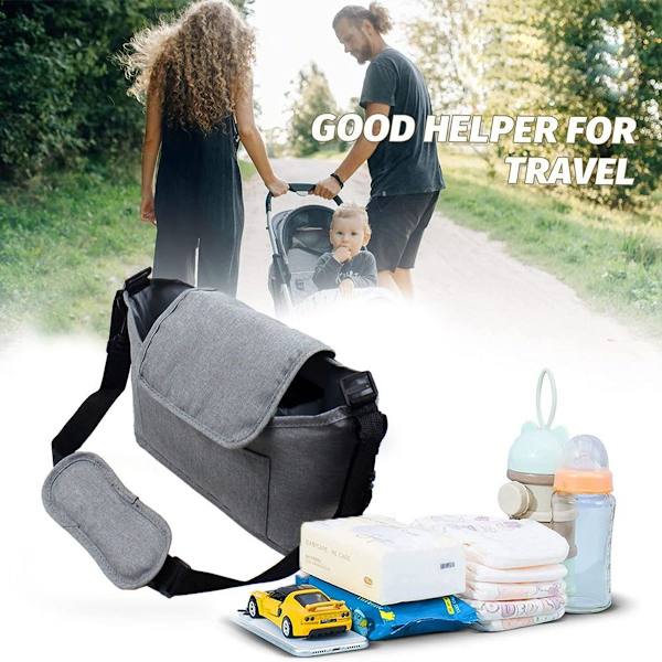 Barnvagnsorganisatör Väska för Mamma, Baby Trolley Väska - Ljusgrå KLB