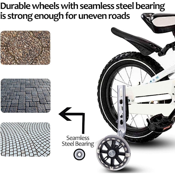 Stödhjul för barncyklar, 12-20 tum, svart