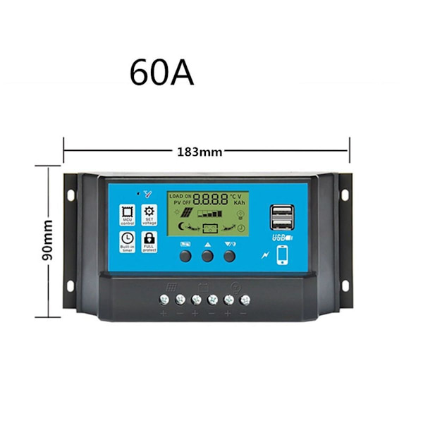 Solbatteri-controller 12V/24V solpanel-ladningsstyringscontroller Jordforbindelse KLB