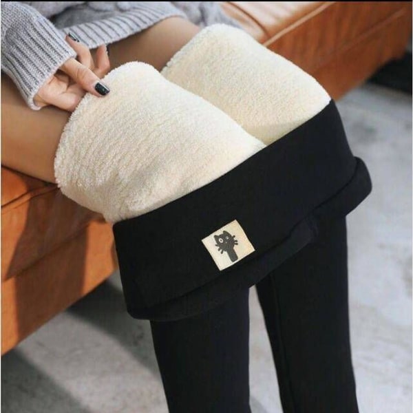 Women's autumn and winter thickened leggings warm pants black