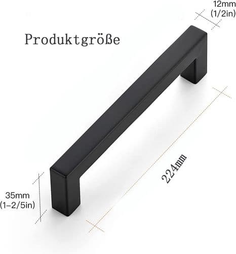 Pakke med 10 møbelgreb, firkantede greb i sort design