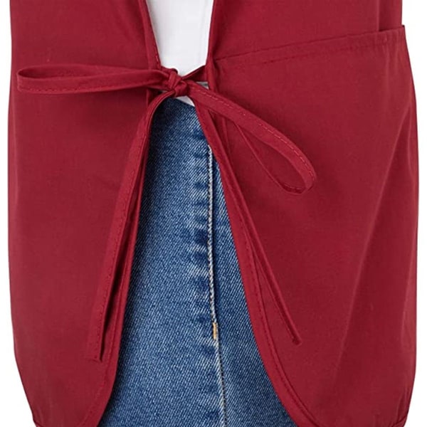 Universelt unisex skomagerforklæde, kjole med lomme, rød