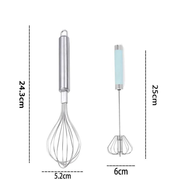 Vispset, rostfritt stål äggvisp (set om 2) Liten + Ljusblå (Liten) KLB