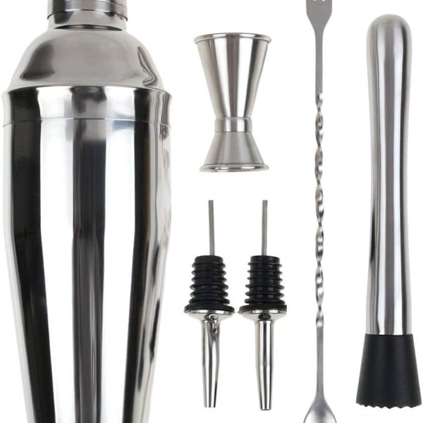 Cocktail shaker sett, profesjonelt 6-delt rustfritt stål cocktail barware KLB
