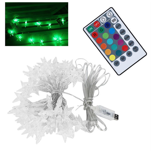 5m 50LED Lysstreng med Femtakkede Stjerner Dekorativ Lampe med KLB