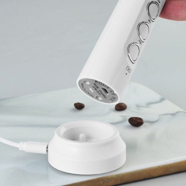 Mjölkskummare Portable Electric Foam Maker USB Uppladdningsbar Vit