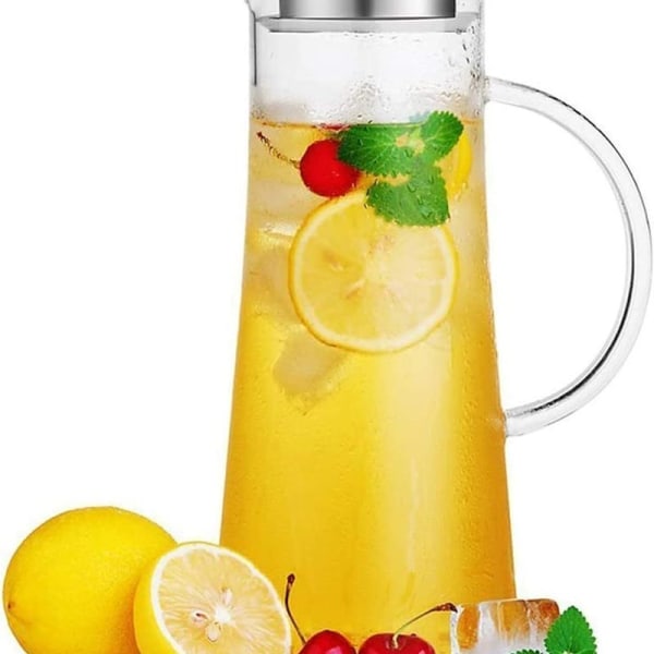 1,5 liters glaskaraff med lock, kanna för iste, vattenkanna, varm och kall