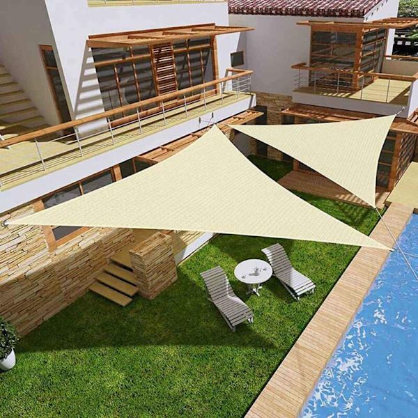 Solsejl 3x3x3m Vandtæt Modstandsdygtig Markise til Terrasse & Have 90% Solbeskyttelse UV-beskyttelse med Trekantet Gratis Reb Sand KLB