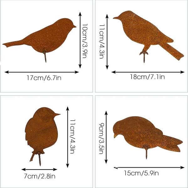 Rusty Birds with Screw Garden Bird Silhouette KLB