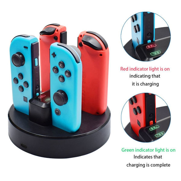 Multifunktionell laddare 4 laddningsstation docka för Nintendo Switch-kontroller KLB