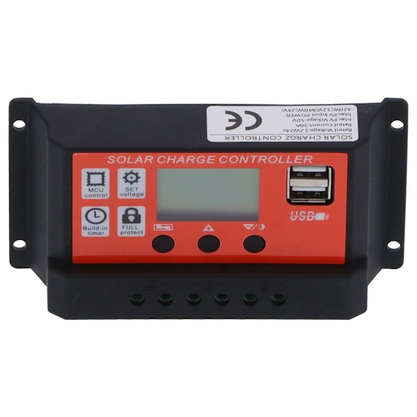 30A 12V 24V PWM Solcellsladdningsregulator Intelligent LCD KLB