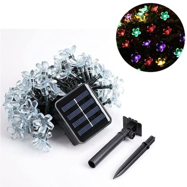 Utomhus solcellslampor, 7 meter, 50 LED, blomma, vattentät solcellslampor KLB