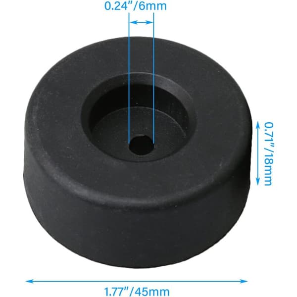 20 stk runde sorte møbelben i plast, 45 mm diameter, 18 mm diameter, 6 mm diameter KLB